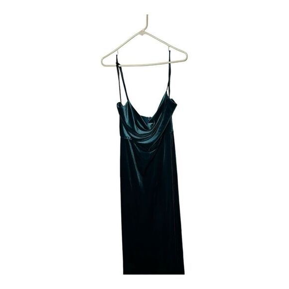 After Six Dutch Blue Lux Velvet Bridesmaid Dress Size 10 NWT Cowl Neck Y2K Dessy - Picture 4 of 10